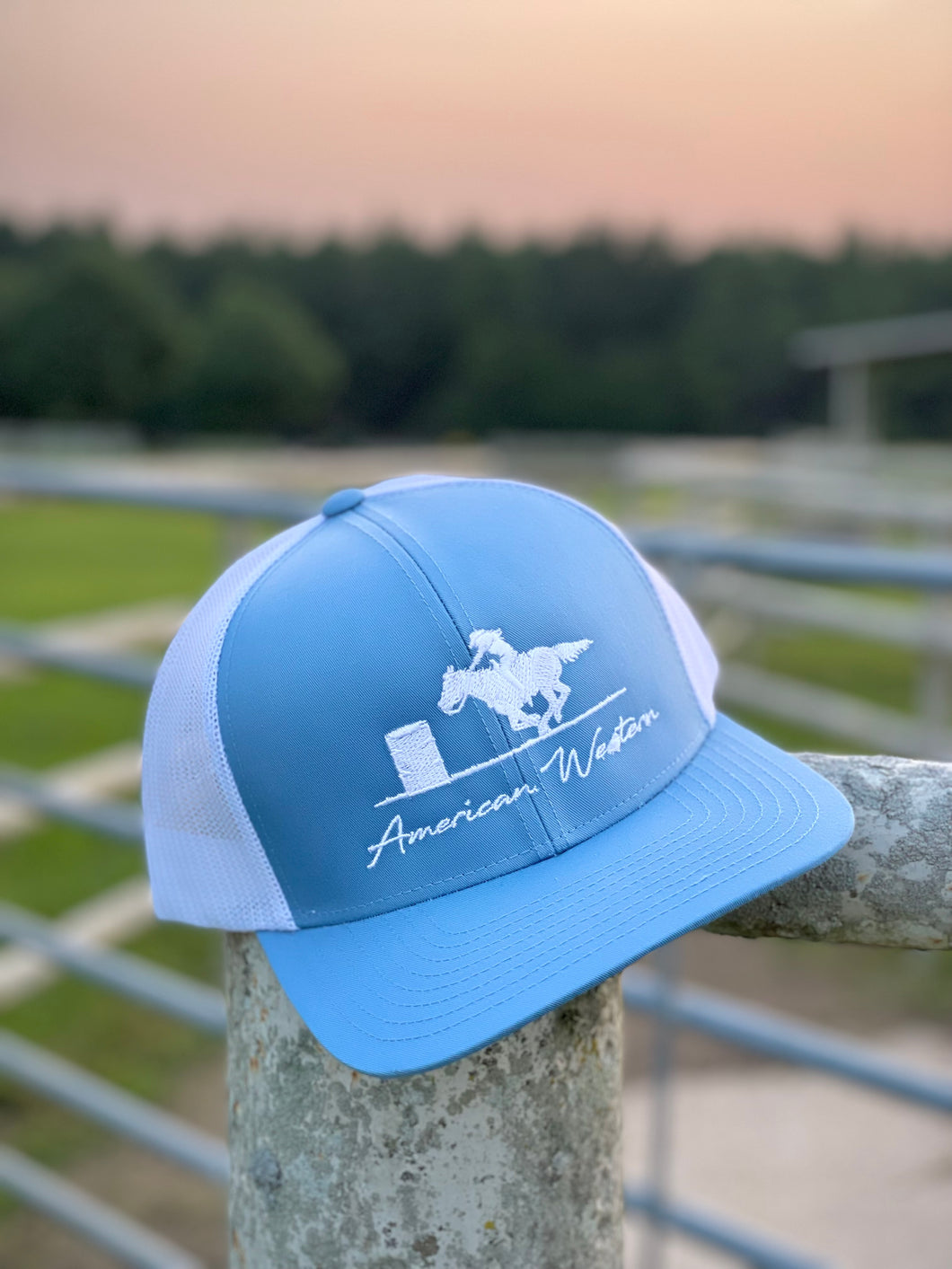 Barrel Racer— Columbia Blue/White